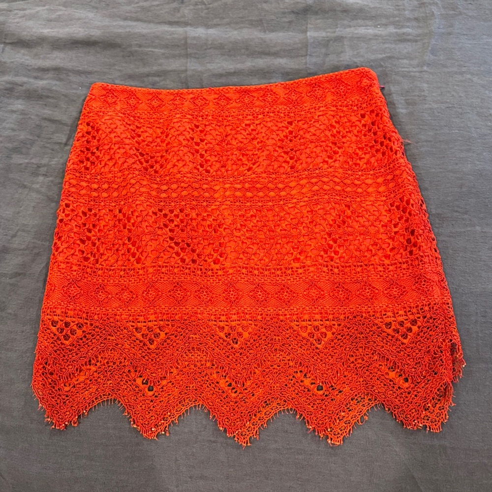 Banana Republic Vibrant Orange Lace Mini Skirt